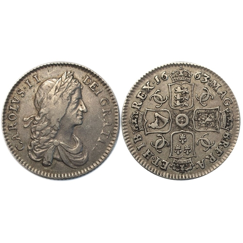 781 - 1663 shilling, first bust, VF/GVF with light tone. Very pleasing & attractive.