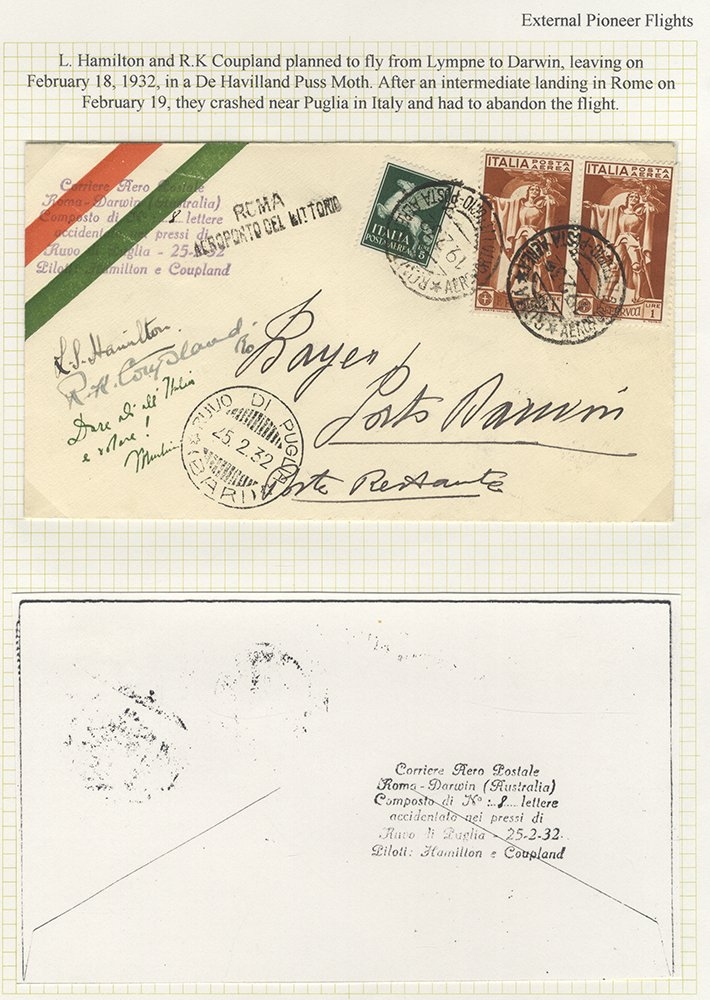 AUSTRALIA 1932 (Feb 18) Hamilton and Coupland England to Australia, via ...