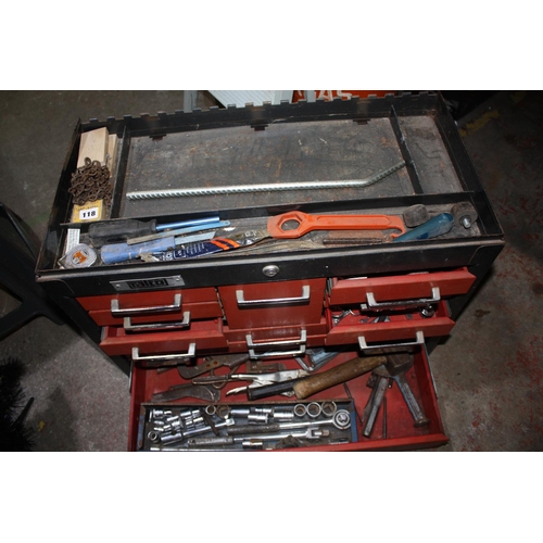 118 - Talco toolbox & contents- lid missing