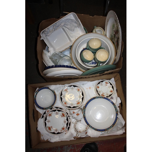 120 - 2 boxes assorted china- Denby etc