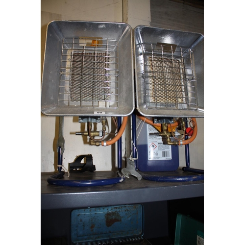 90 - Pair gas powered workshop heaters with regulators