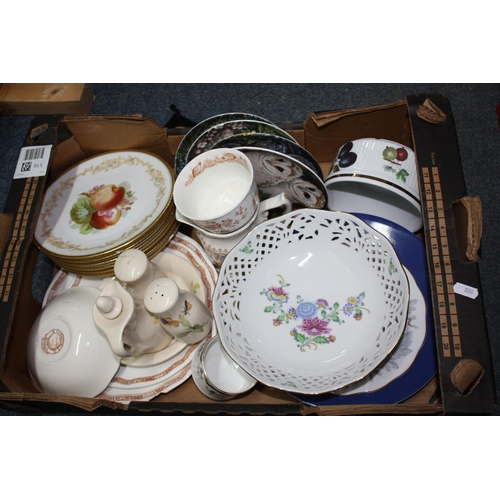 504 - Box Limoges plates, Worcester dish etc