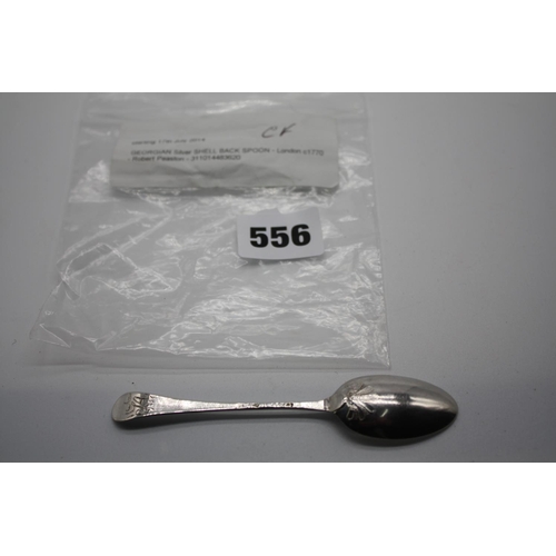 556 - Georgian silver shell back coffee spoon Robert Peaston