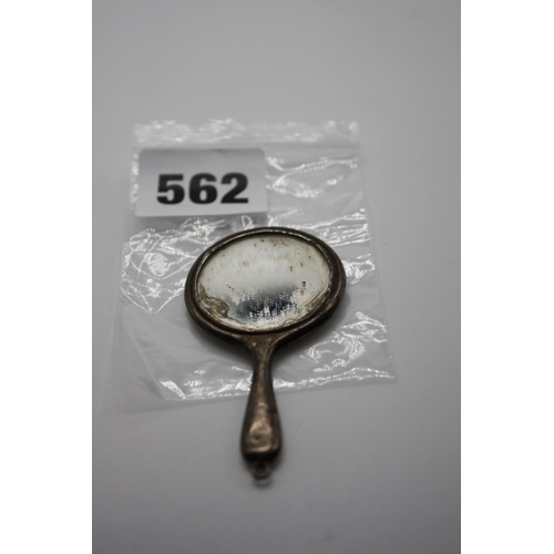 562 - Miniature silver hand mirror 2 1/4