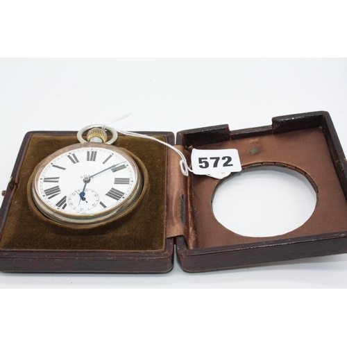 572 - 8 day plated case travelling timepiece 3 3/4