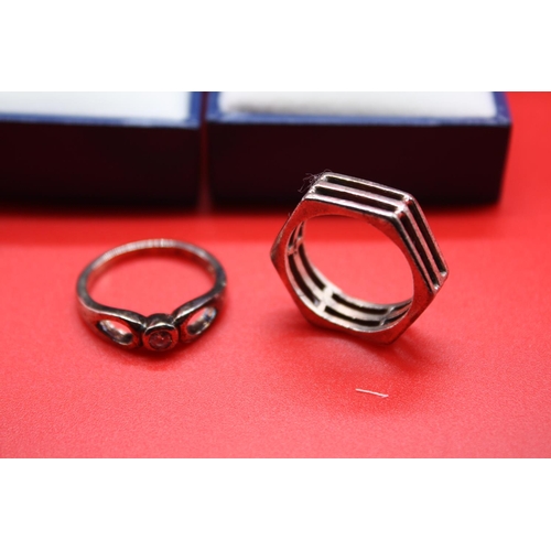 626 - 2 silver boxed rings -both size P