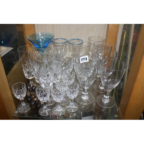 773 - Quantity rummers, glassware etc