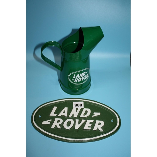 900 - Iron Landrover sign & jug 8 1/2