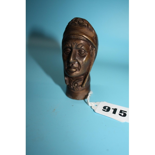 915 - Bronzed figure walking cane handle 3