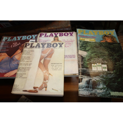 1082 - 5 Playboy magazines- average condition