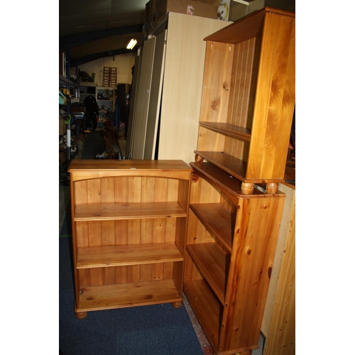 Pair pine bookcases 40" h. & 1 other