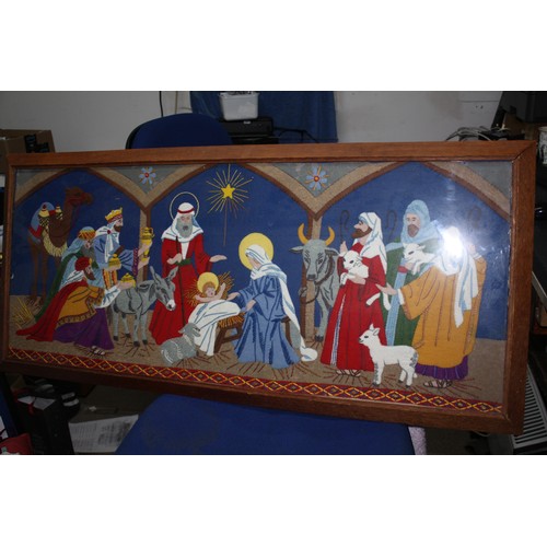 1302 - Framed & glazed Christmas nativity   scene in felt
38