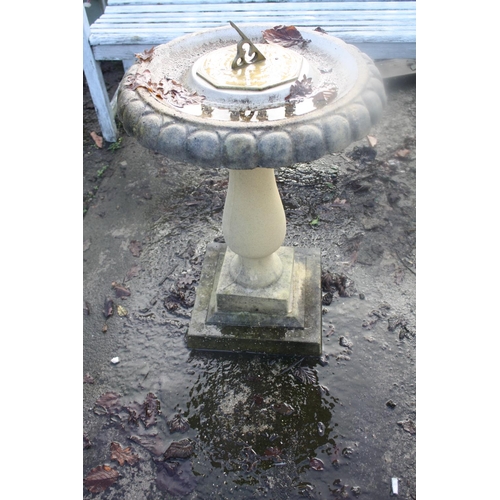 11 - 3 part pedestal bird bath with sundial 27