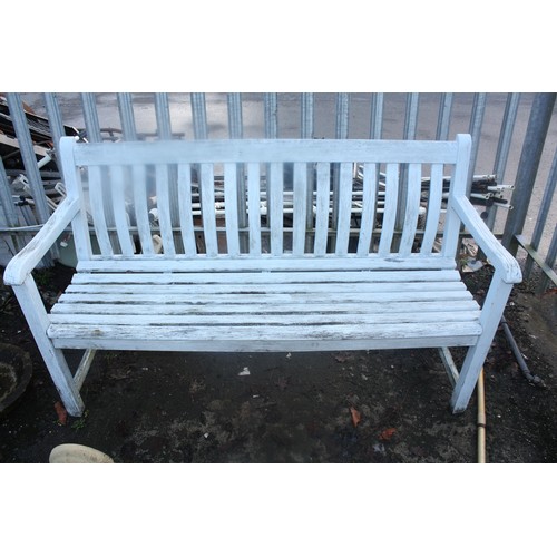 10 - Blue painted garden bench 58