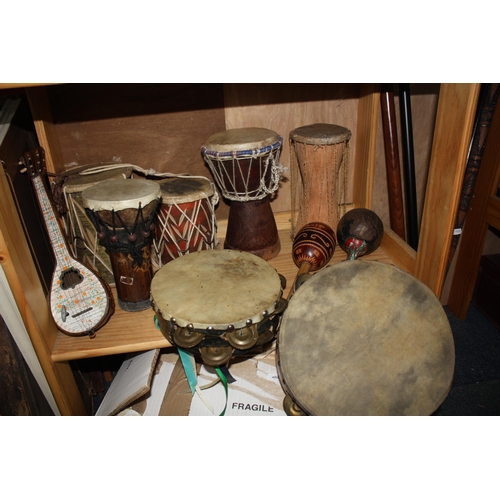 1390 - Bongo drums, tambourines, maracas etc