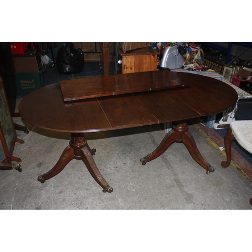 1791 - Twin pedestal dining table with extra leaf- no bolts or pins 66