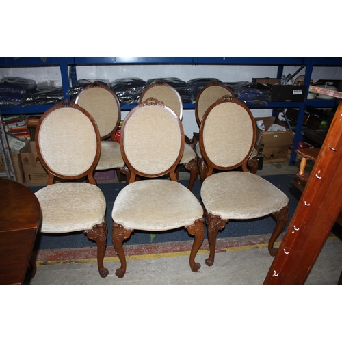 1792 - Set 6 upholstered walnut dining chairs, some need attention to rear of frame (movement)