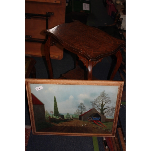 1805 - Inlaid side table a/f & farmyard scene