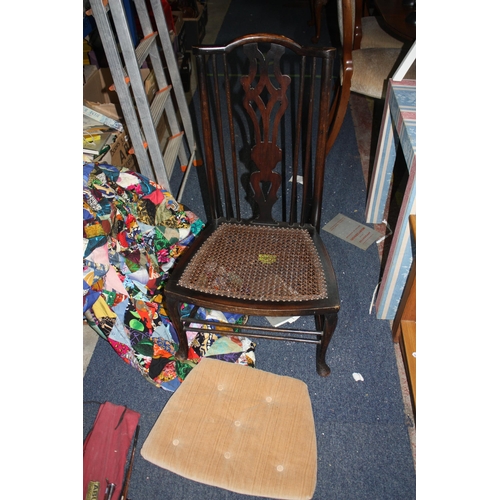 1808 - Cane seated bedroom chair & cushion- slight damage to cane