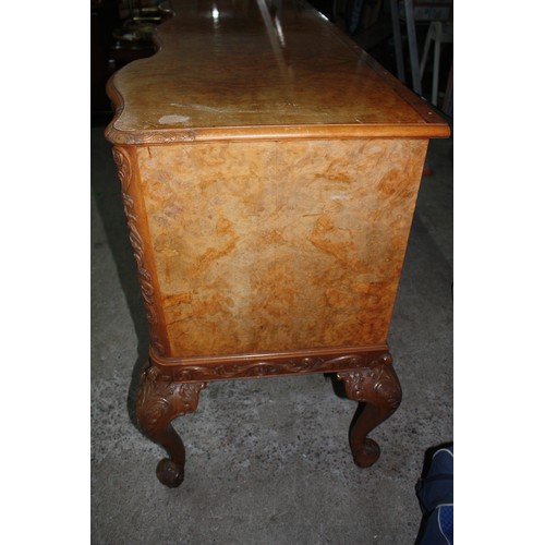 1778 - Elaborate carved indented walnut sideboard with key & glass top 44