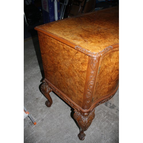 1778 - Elaborate carved indented walnut sideboard with key & glass top 44