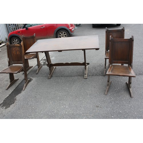 1813 - Oak refectory table & 4 chairs