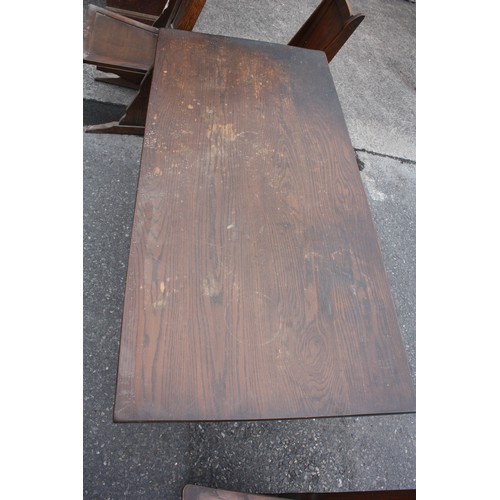 1813 - Oak refectory table & 4 chairs