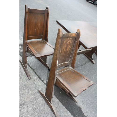 1813 - Oak refectory table & 4 chairs