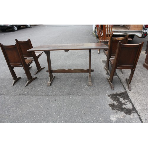 1813 - Oak refectory table & 4 chairs