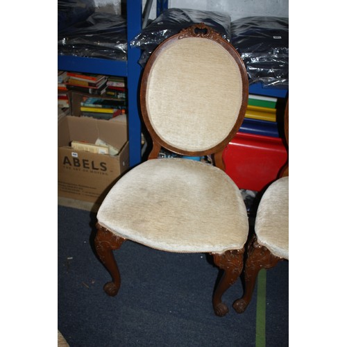 1792 - Set 6 upholstered walnut dining chairs, some need attention to rear of frame (movement)