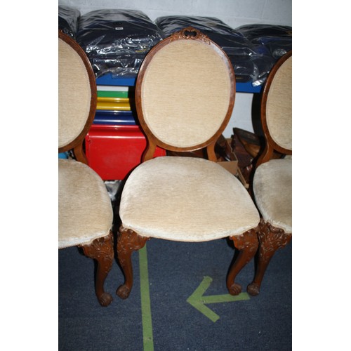 1792 - Set 6 upholstered walnut dining chairs, some need attention to rear of frame (movement)