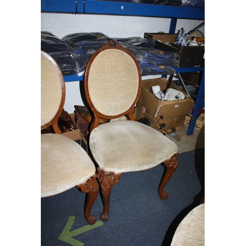 1792 - Set 6 upholstered walnut dining chairs, some need attention to rear of frame (movement)