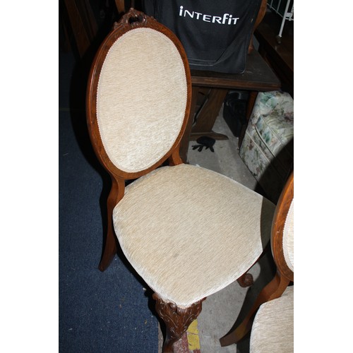 1792 - Set 6 upholstered walnut dining chairs, some need attention to rear of frame (movement)