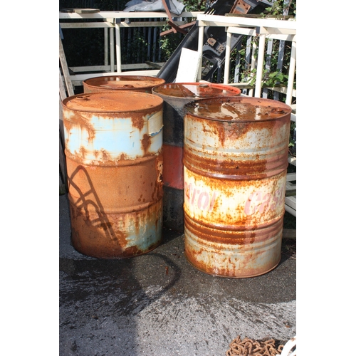 42 - 4 assorted 45 gallon drums