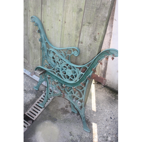 70 - Pair iron bench ends