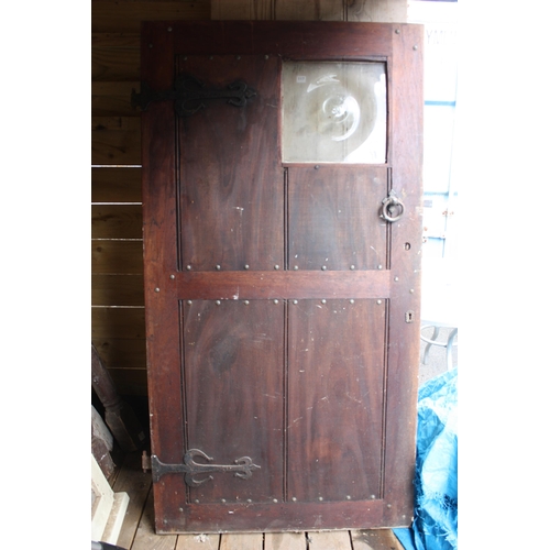 118 - Large mahogany door with hinges 69 1/2