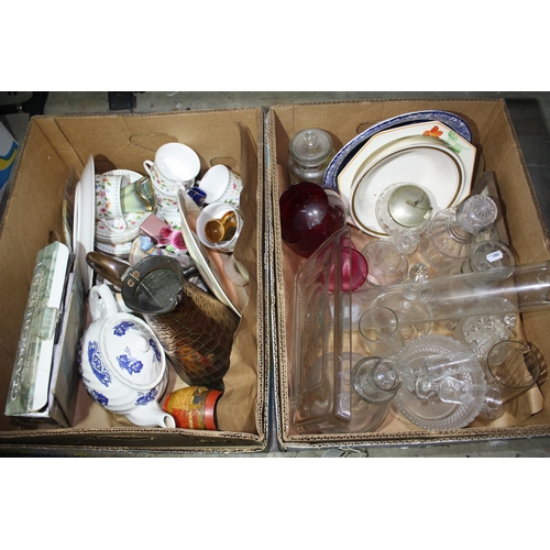 415 - 2 boxes china, glass & copper jug a/f