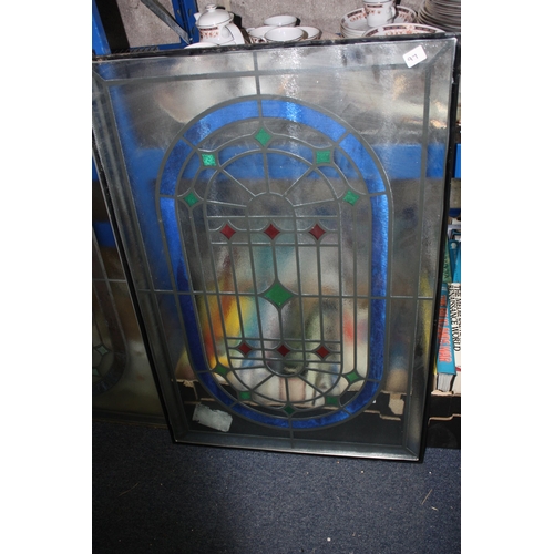 456 - Pair double glazed stained glass windows 102 x 68 cm