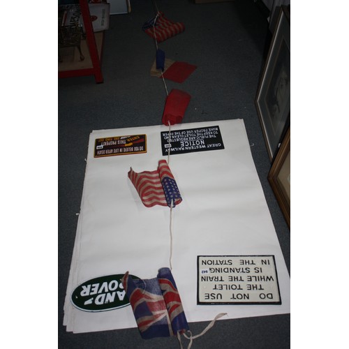 944 - Vintage flag bunting- Union Jack, USA & French approx. 20'