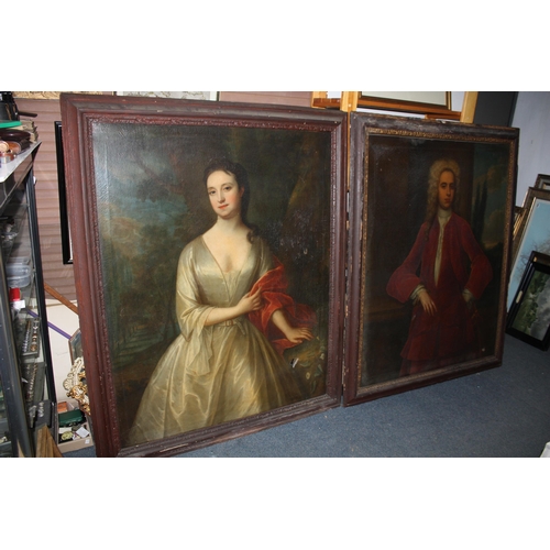 1218 - Pair mid 18th Century portraits lady & gentleman 49