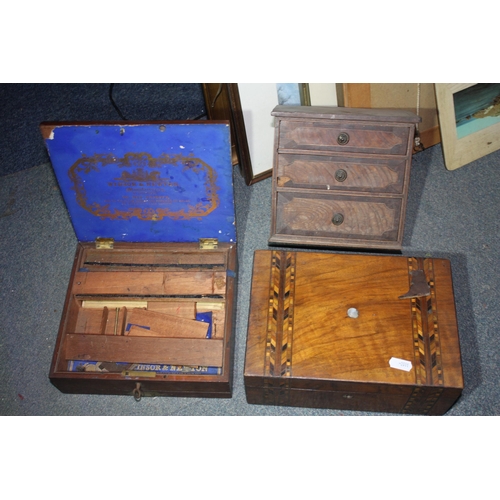 1330 - Inlaid box, miniature chest of drawers 7