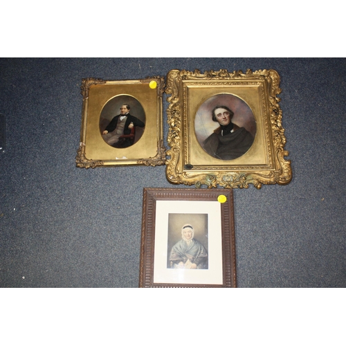 1335 - 2 gilt framed portraits & 1 other 9 1/2