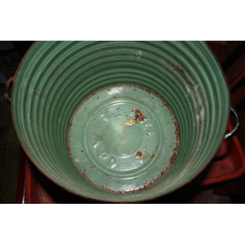 1464 - World War II green enamel bin with Broad Arrow WD 1942 on base 13