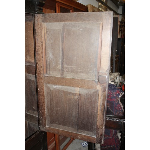 1470 - Antique oak clipped & pegged cupboard with 2 drawers with key