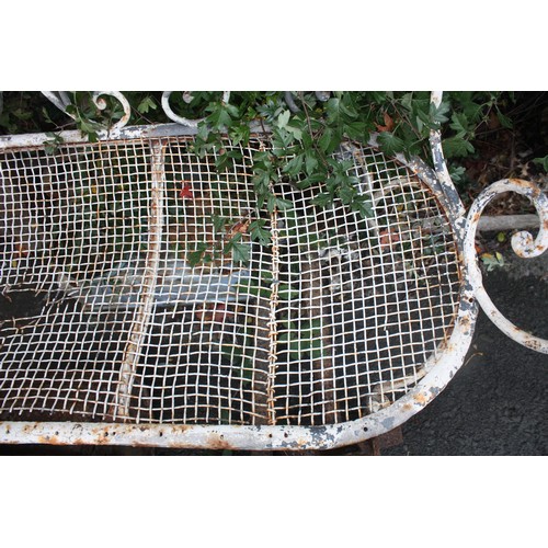 3 - Decorative iron 2 seater bench- wirework on seat damaged 48