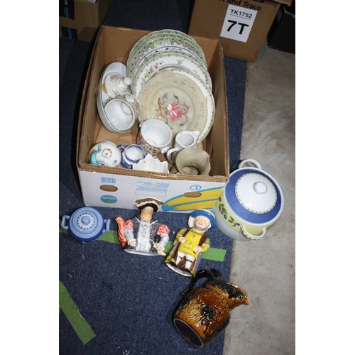 463 - Box teapots, jugs , plates etc