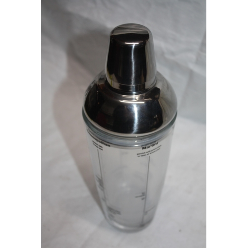 642 - Glass & chrome cocktail shaker 10 3/4