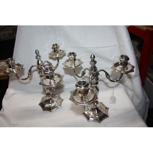 1236 - Pair heavy silver 3 branch candelabra 10 1/2