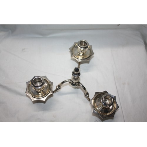 1236 - Pair heavy silver 3 branch candelabra 10 1/2