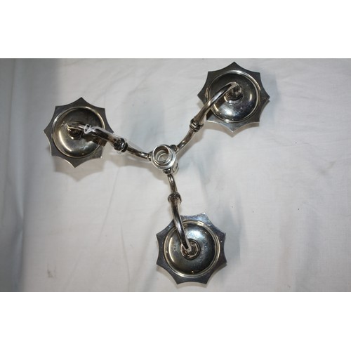 1236 - Pair heavy silver 3 branch candelabra 10 1/2